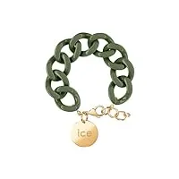 ice - jewellery - chain bracelet - khaki - gold - bracelet mailles xl de couleur kaki pour femmes fermé d'une médaille dorée (020923)