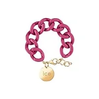 ice - jewellery - chain bracelet - orchid - gold - bracelet mailles xl de couleur rose pour femmes fermé d'une médaille dorée (020928)