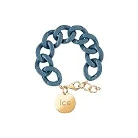ice - jewellery - chain bracelet - blue horizon - gold - bracelet mailles xl de couleur bleue pour femmes fermé d'une médaille dorée (020919)