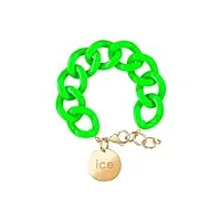 ice - jewellery - chain bracelet - flashy green - gold - bracelet mailles xl de couleur verte pour femmes fermé d'une médaille dorée (020922)