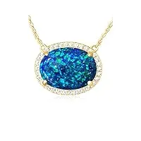 heart's art australia collier en argent sterling avec pendentif opale 45 cm collier opale 16 x 12 mm bijoux pour femme cadeau d'anniversaire, métal cristal métal résine synthétique cristal, opale