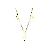 sofia milani - collier pour femme en argent 925 - plaqué or - avec pendentif en forme de rectangle - n0494