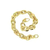 bracelet en or jaune , 18 k, 750 , ovales plats, arrondis, épaisseur 9 mm, longueur 20 cm, made in italy, or, no gemstone