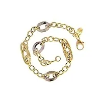 bracelet en or jaune et blanc 18 k, 750 , ovales et rouges, épaisseur 8 mm, longueur 19 cm fabriqué en italie., or, no gemstone