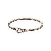 pandora bracelet pour femme avec fermoir cœur en or rose, 23 cm, or rose, sans pierre précieuse
