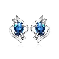 jewelrypalace ovale 1.1ct naturelle london bleu topaze pierre boucles d'oreilles en sterling argent 925 pour fille, lot de clous d'oreilles femme argent, ensemble de bijoux cadeau d'anniversaire
