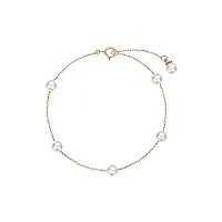 femme bracelet en or rose solide 14ct 585/1000 avec perle naturel de culture d'eau douce cadeau bijoux pour femmes filles - chaîne longueur 17 + 2 cm