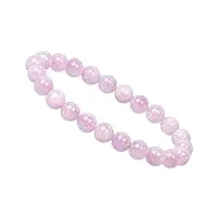 eledoro powerbead bracelet élastique en perles de pierres précieuses véritables 8 mm, 17 centimeters, véritable kunzite non traitée de qualité aaa kunzite naturelle dans une couleur magnifique, kunzit