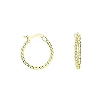 sofia milani - boucles d'oreilles pour femme en argent 925 - plaqué or - créole en forme de boule - e1575