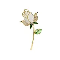 dames broche,broches et pin's,opale et zircon cubique tulipe broches pour femmes Élégante fleur broche 2 couleurs disponibles bijoux en cuivre bon cadeau,or
