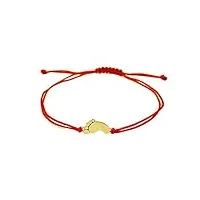 bracelet pour femme en or 585 avec pieds de bébé - bracelet en or 14 carats - 16-20 cm - rouge - tressé - bracelets d'amitié, 16 centimeters, or jaune or jaune or 585