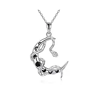 urone collier serpent en argent sterling serpent phase de lune pendentif serpent bijoux cadeaux pour femmes hommes