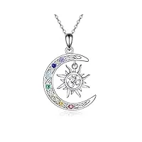 urone collier soleil et lune argent sterling celtique croissant de lune pendentif chakra yoga bijoux cadeaux pour femmes