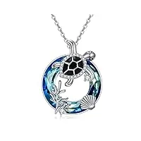 collier tortue argent sterling 925 cristal tortue bijoux cadeaux pour femmes