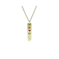 coded whispers pendentif en or brossé avec pierre acrostique « dare to », gemme, pierres précieuses multicolores
