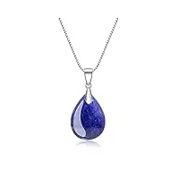 coai collier argent 925 pendentif goutte d'eau pierres véritables lapis lazuli femme
