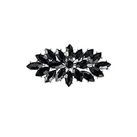 ever faith broche diamanté femme feuilles cristal strass décoration de vêtement noir ton d'argent