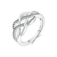 yl bague celtique en argent 925 may birthstone simulé emerald anniversaire eternity infinity celtic knot ring pour femme (taille 52)