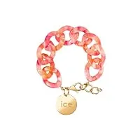 ice - jewellery - chain bracelet - pink yellow - bracelet mailles xl de couleur pour femmes fermé d'une médaille dorée (020999)