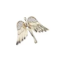 broche bijoux fashion women's and men's crystal angel wings brooch pin for la chemise cold collit collier décoration et accessoires broche bijoux femme (color : gold, size : 5.8x4.5cm)