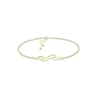 sofia milani - bracelet pour femme en argent 925 - plaqué or - avec pendentif en forme de feuille - b0335