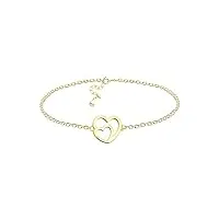 sofia milani - bracelet pour femme en argent 925 - plaqué or - avec pendentif en forme de cœur - b0337