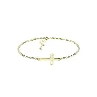 sofia milani - bracelet pour femme en argent 925 - plaqué or - avec pendentif en forme de croix - b0331