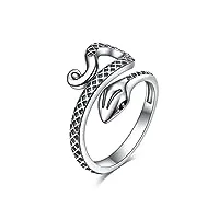 yfn bague serpent argent sterling anneau serpent réglable bijoux gothique cadeaux pour femme homme