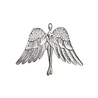 broche broches pins fashion women's and men's crystal angel wings brooch pin for la chemise cold collit collier décoration et accessoires epingles (color : silver, size : 5.8x4.5cm)