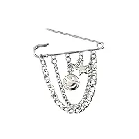 pendentif broche métal double chaîne dames hommes costume chemises pins bijoux décoratifs