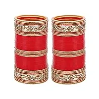 indian collectible parure de bijoux tendance chura pour mariée punjabi choora rouge (938-m1c1-ranjhana-r)
