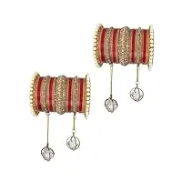 indian collectible parure de bijoux tendance chura avec latkan pour mariée dulhan choora rouge