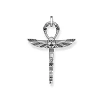 pendentif, croix de vie ankh avec pendentif scarabée bijoux ethniques europe 925 bijoux en argent sterling cadeau for femme et homme (gem color : silver)