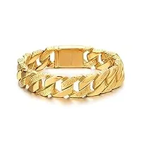 coolsteelandbeyond style masculine - acier inoxydable bracelet homme chaîne gourmette avec motif clé grecque - couleur d'or - poli