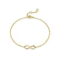 fancime bracelet avec pendentif infini en or jaune 585 14 carats avec diamant naturel, charm cadeau bijoux pour femmes filles - longueur du bracelet : 15 + 2 + 2 cm