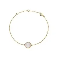 fancime bracelet avec pendentif opale en or jaune 585 14 carats, charm cadeau bijoux pour femmes filles - longueur du bracelet : 15 2 + 2 cm