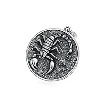 robertdtesta collier pendentif scorpion rond pour homme, collier en argent sterling scorpion vintage gothique s925,argent,pendant + chain 60cm