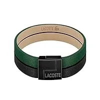 lacoste bracelet en cuir pour homme collection traveler noir - 2040074