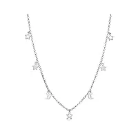 amberta colliers ras du cou célestes pour femmes en argent sterling 925: collier lune et etoiles