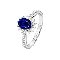 bijoux parure femme, bague alliance femme argent bleu fleur zirconium bijoux de la saint - valentin taille 62.5