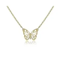 wanda plata collier papillon en argent 925 plaqué or pour femme, jeune fille ras de cou avec pendentif papillon, chaîne réglable dans une boîte cadeau