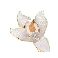saturey broches strass enamel flower broches for femmes unisexe 3 couleurs beauty lily bureau broche broche pin cadeau broches et pin's (metal color : white)