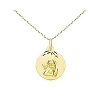 collier - médaille ange or jaune - chaîne dorée - gravure offerte