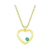 collier coeur emeraude or jaune 18 carats - bijoux or - joaillerie pour femme