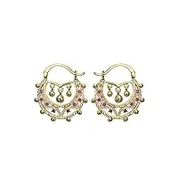 bobijoo jewelry - boucles d'oreilles savoyardes 25mm enfant adulte or rose saphir