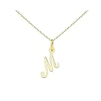 collier - pendentif lettre "m" or 750/1000 - chaine dorée