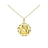 l'atelier d'azur collier - médaille or 18 carats 750/1000 ange - chaîne dorée - gravure offerte