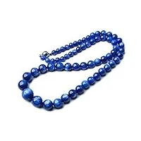 saturey véritable naturel cyanite bleu collier de pierres précieuses cristal perles rondes femmes homme longue chaîne collier aaaaaa 6mm-13mm