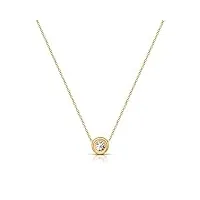 amberta collier solitaire en argent sterling 925 avec zircon cubique aaa pour femme : collier en argent plaqué or 18 carats avec diamants simulés zircon cubique