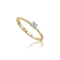 miore bijoux pour femmes bague de fiançailles solitaire avec diamant 0,10 ct bague classique en or jaune 14 kt (585) or
